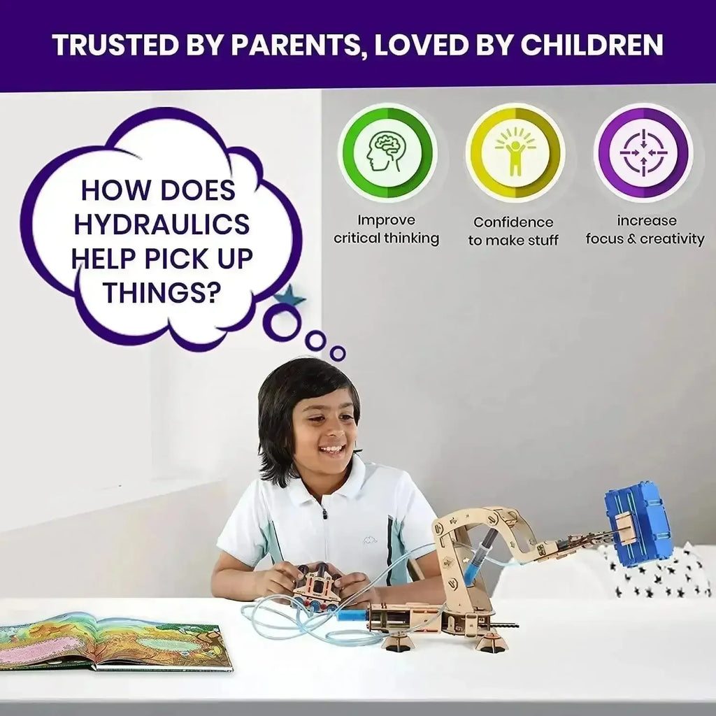 Smartivity Hydraulic Crane – DIY STEM Learning Kit for Kids Aged 8 to 14 | Educational Hydraulic Engineering Toy for Girls & Boys | Build, Play & Learn with 232 Parts - Naivri
