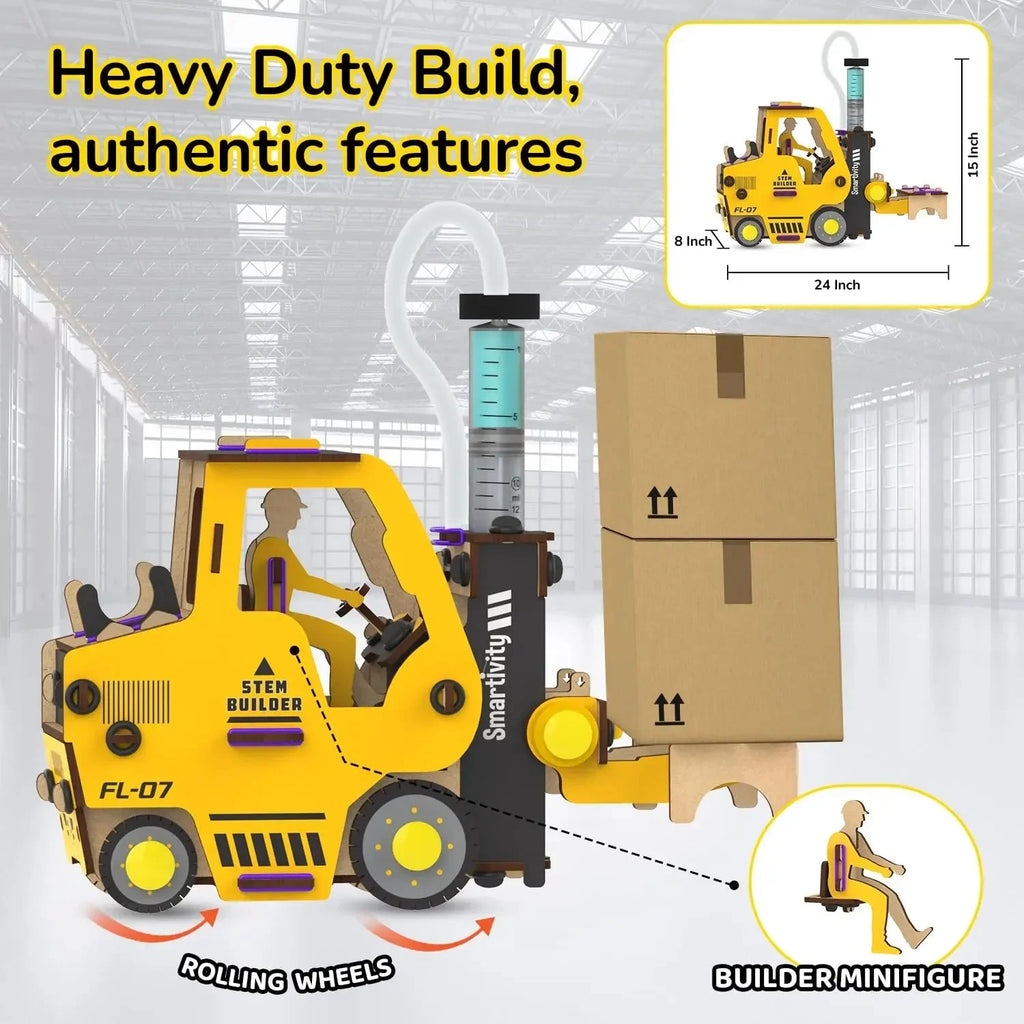 Smartivity Hydraulic Forklift | DIY STEM Toy Car for Kids Aged 6–14 | Educational Science Kit for Boys & Girls - Naivri