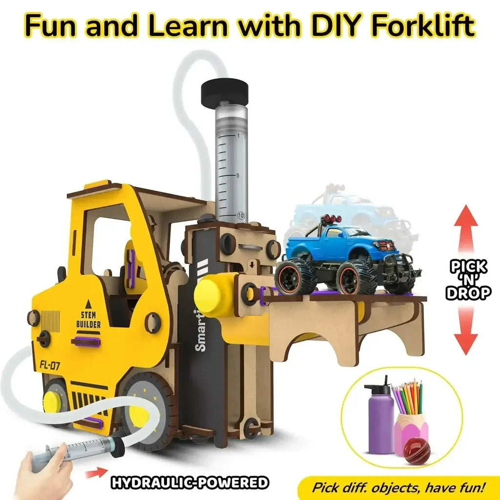Smartivity Hydraulic Forklift | DIY STEM Toy Car for Kids Aged 6–14 | Educational Science Kit for Boys & Girls - Naivri