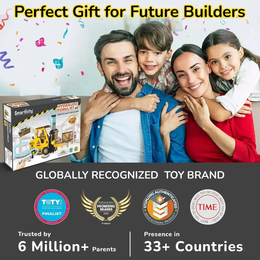 Smartivity Hydraulic Forklift | DIY STEM Toy Car for Kids Aged 6–14 | Educational Science Kit for Boys & Girls - Naivri