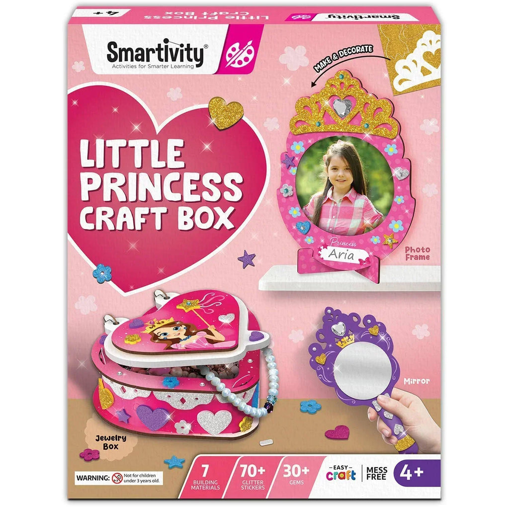 Smartivity Little Princess Craft Box for Girls – DIY Art & Craft Kit with Jewellery Box, Mirror & Frame | Age 4-8 Years | Kids Craft Activity Set with Gems & Glitter | Birthday Gift for Kids - Naivri