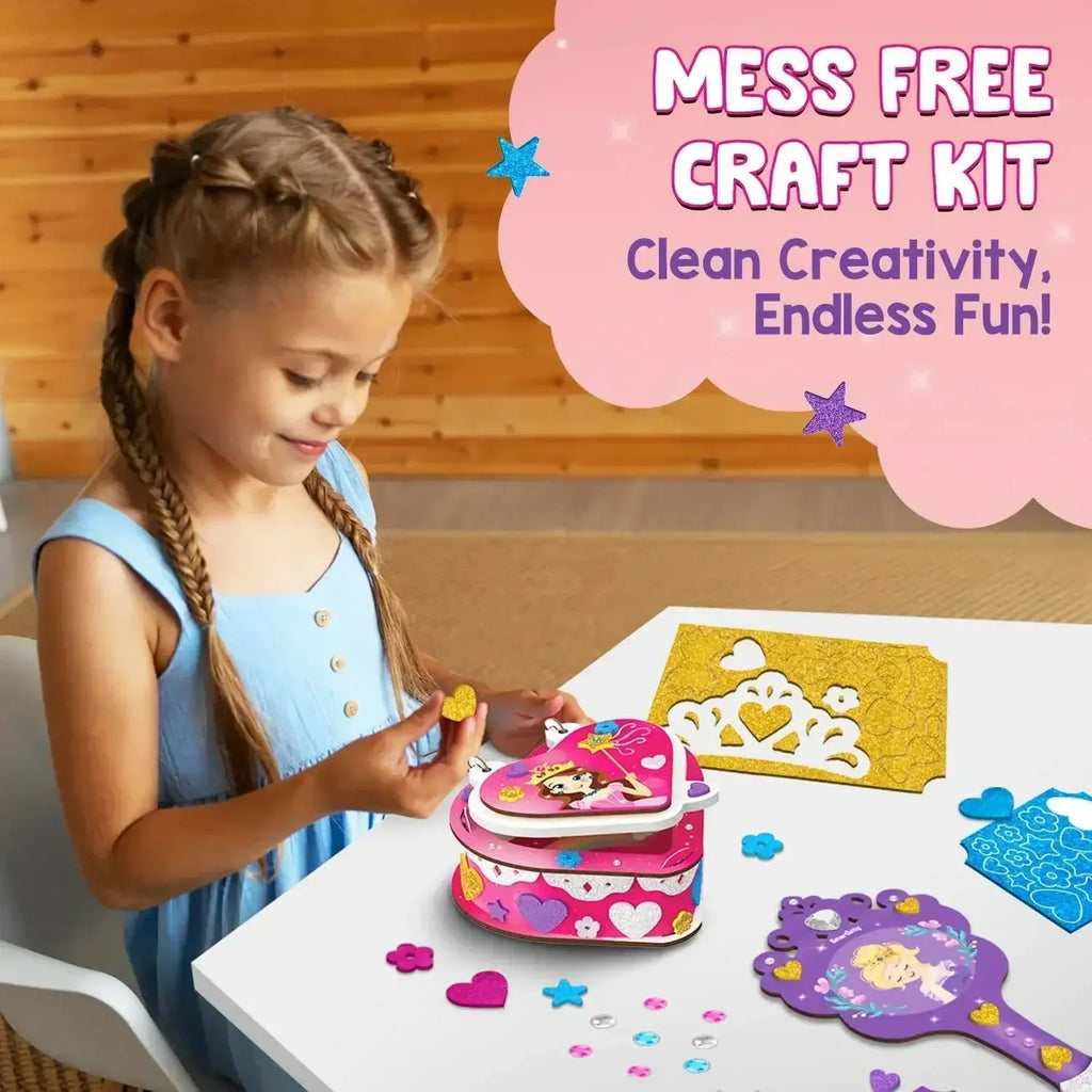Smartivity Little Princess Craft Box for Girls – DIY Art & Craft Kit with Jewellery Box, Mirror & Frame | Age 4-8 Years | Kids Craft Activity Set with Gems & Glitter | Birthday Gift for Kids - Naivri