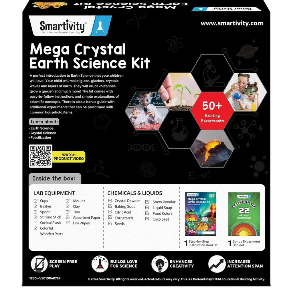 Smartivity Mega Crystal Earth Science Kit | STEM DIY Science Kit for Kids Ages 8–14 | Explore Crystals, Volcanoes, Igloos & More | Ideal Birthday Gift for Boys & Girls - Naivri