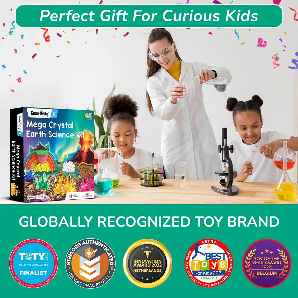 Smartivity Mega Crystal Earth Science Kit | STEM DIY Science Kit for Kids Ages 8–14 | Explore Crystals, Volcanoes, Igloos & More | Ideal Birthday Gift for Boys & Girls - Naivri