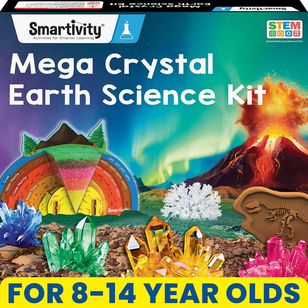 Smartivity Mega Crystal Earth Science Kit | STEM DIY Science Kit for Kids Ages 8–14 | Explore Crystals, Volcanoes, Igloos & More | Ideal Birthday Gift for Boys & Girls - Naivri