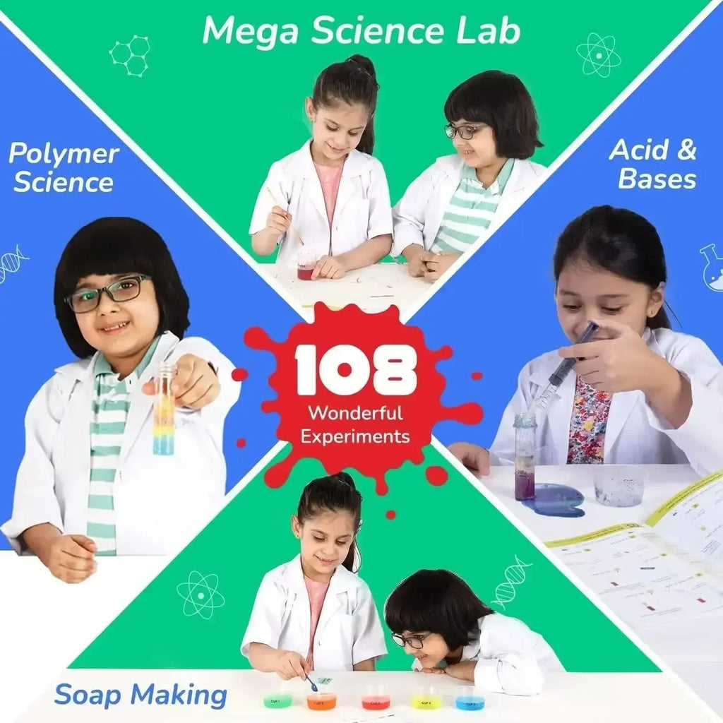 Smartivity Mega Science Lab – 108+ Experiments | Educational Chemistry & Physics STEAM Activity Kit for Kids Aged 6–14 | Learn Acids, Bases, Water Properties, Soap Making, Color Science & More - Naivri