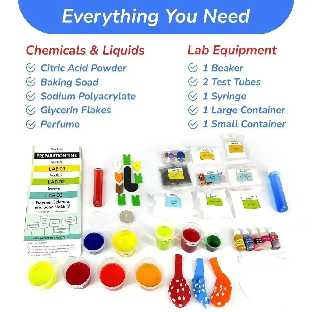 Smartivity Mega Science Lab – 108+ Experiments | Educational Chemistry & Physics STEAM Activity Kit for Kids Aged 6–14 | Learn Acids, Bases, Water Properties, Soap Making, Color Science & More - Naivri