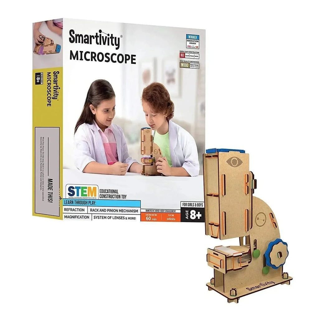 Smartivity Microscope | 100x Zoom DIY STEM Kit for Kids Aged 8 to 14 | Educational Science Toy for Boys & Girls | Build-Your-Own Microscope Toy - Naivri