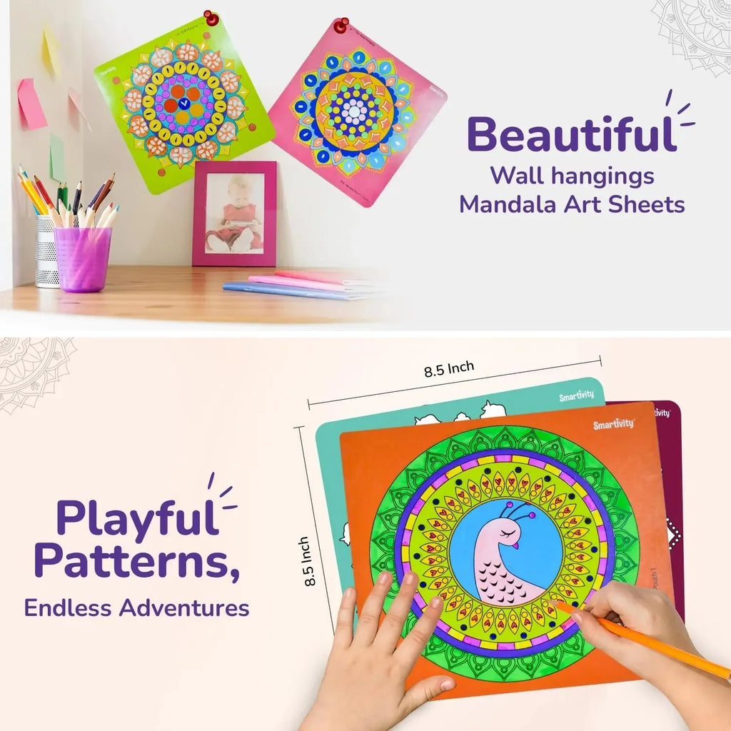 Smartivity My Mandala Art Kit for Kids Age 5-8 – STEM DIY Craft Activity Toy with 12 Mandala Sheets and 6 Sketch Pens – Educational Drawing, Coloring & Gift Set for Boys and Girls - Naivri
