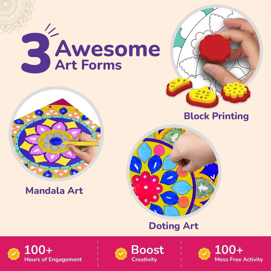 Smartivity My Mandala Art Kit for Kids Age 5-8 – STEM DIY Craft Activity Toy with 12 Mandala Sheets and 6 Sketch Pens – Educational Drawing, Coloring & Gift Set for Boys and Girls - Naivri