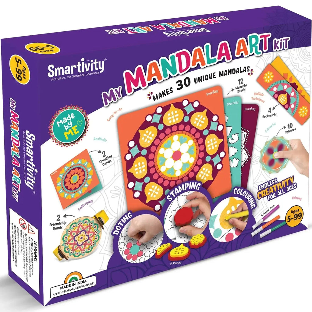 Smartivity My Mandala Art Kit for Kids Age 5-8 – STEM DIY Craft Activity Toy with 12 Mandala Sheets and 6 Sketch Pens – Educational Drawing, Coloring & Gift Set for Boys and Girls - Naivri