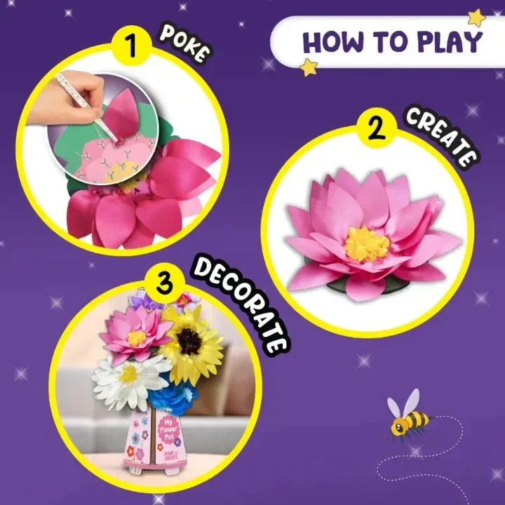 Smartivity Poke 'N' Create Flower Making Kit | DIY Blooming Flowers Art & Craft Activity for Kids Aged 4 to 10 Years | Screen-Free, Mess-Free Creative Gift Set for Girls and Boys - Naivri