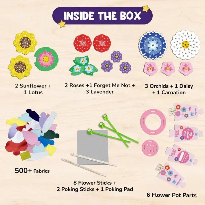Smartivity Poke 'N' Create Flower Making Kit | DIY Blooming Flowers Art & Craft Activity for Kids Aged 4 to 10 Years | Screen-Free, Mess-Free Creative Gift Set for Girls and Boys - Naivri