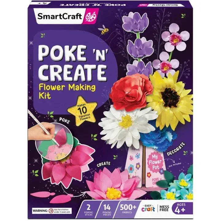 Smartivity Poke 'N' Create Flower Making Kit | DIY Blooming Flowers Art & Craft Activity for Kids Aged 4 to 10 Years | Screen-Free, Mess-Free Creative Gift Set for Girls and Boys - Naivri