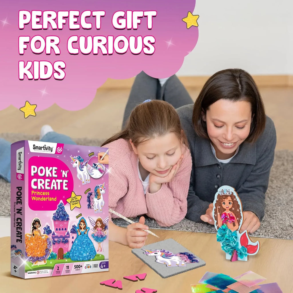 Smartivity Poke ‘n’ Create Princess Wonderland | DIY Art and Craft Kit for Kids | Create Princesses, Unicorns, Castles & More | Hands-On Craft Kit for Girls & Boys Ages 5+ - Naivri