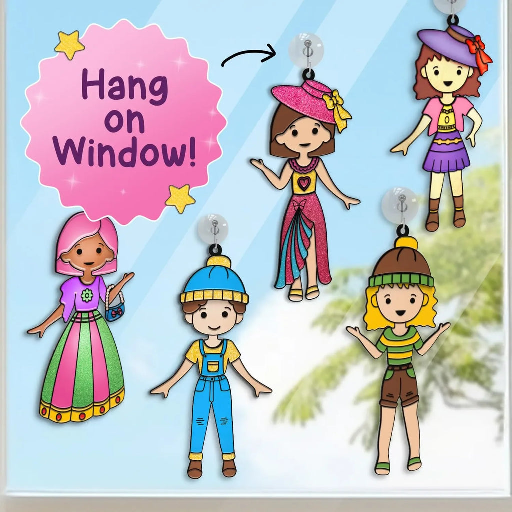 Smartivity Window Art Dress Up Fashion DIY Kit for Girls Age 5 to 10 | 225+ Outfit Combinations | Glass Painting Activity Kit for Kids | Art & Craft Birthday Gift - Naivri
