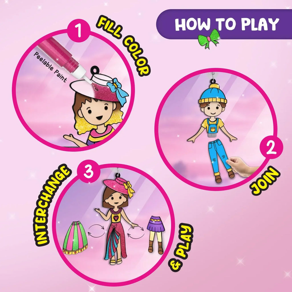 Smartivity Window Art Dress Up Fashion DIY Kit for Girls Age 5 to 10 | 225+ Outfit Combinations | Glass Painting Activity Kit for Kids | Art & Craft Birthday Gift - Naivri