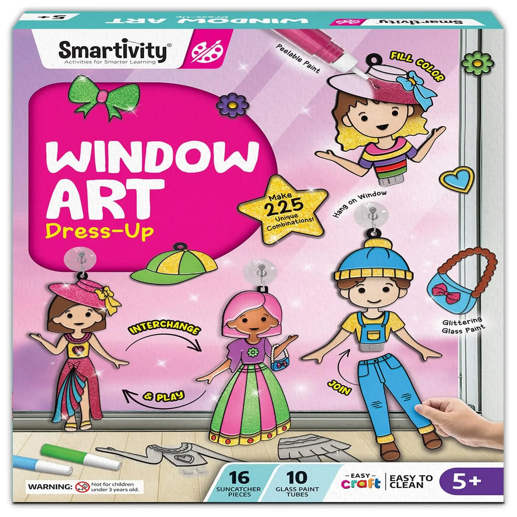 Smartivity Window Art Dress Up Fashion DIY Kit for Girls Age 5 to 10 | 225+ Outfit Combinations | Glass Painting Activity Kit for Kids | Art & Craft Birthday Gift - Naivri