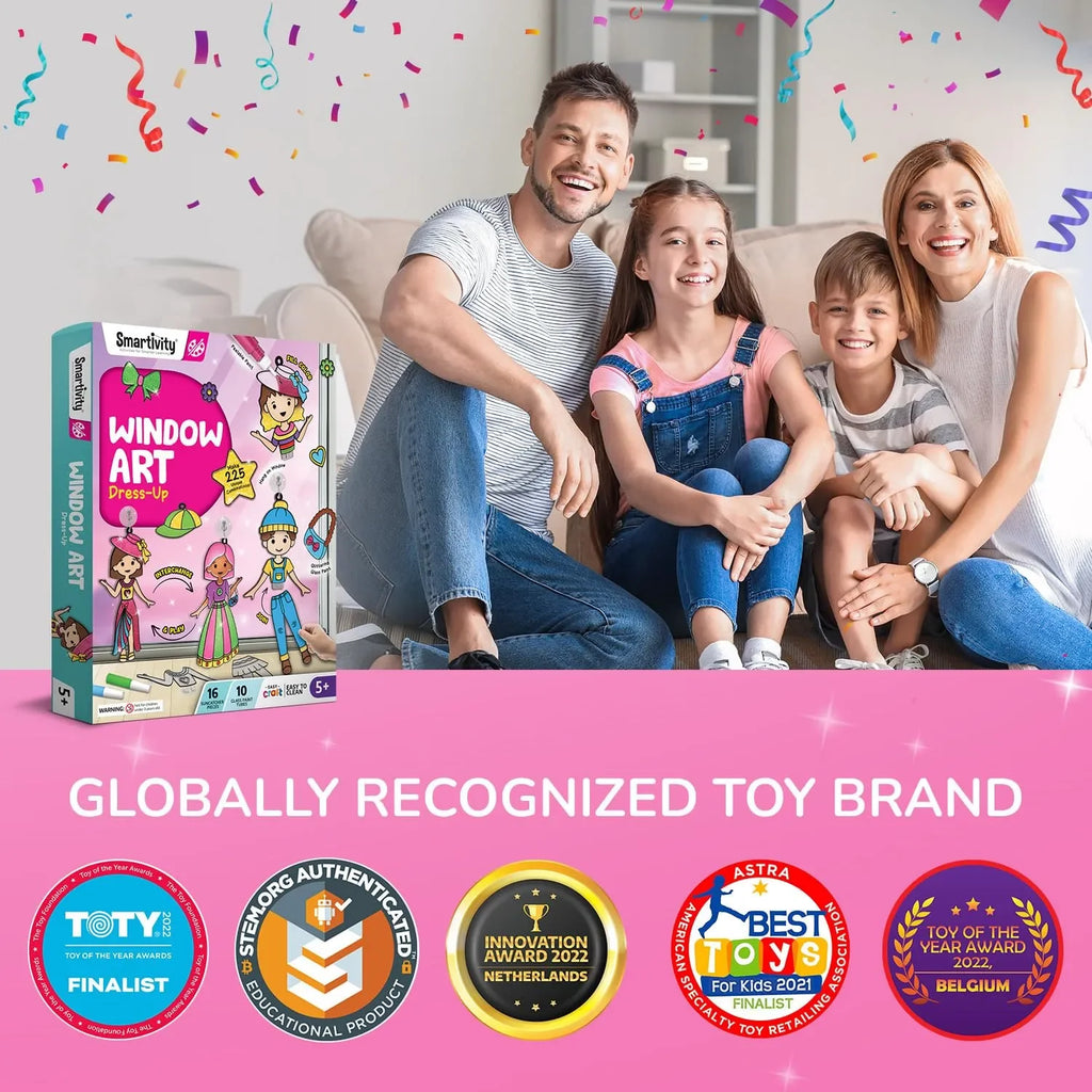 Smartivity Window Art Dress Up Fashion DIY Kit for Girls Age 5 to 10 | 225+ Outfit Combinations | Glass Painting Activity Kit for Kids | Art & Craft Birthday Gift - Naivri