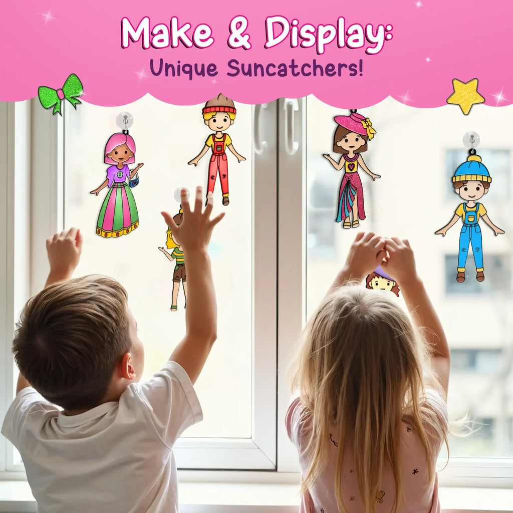Smartivity Window Art Dress Up Fashion DIY Kit for Girls Age 5 to 10 | 225+ Outfit Combinations | Glass Painting Activity Kit for Kids | Art & Craft Birthday Gift - Naivri