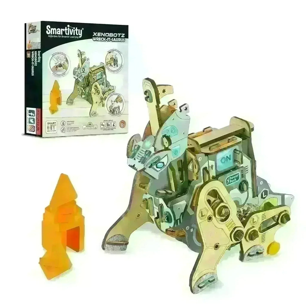 Smartivity Xenobotz Wreck-It-Saurus – STEM Robotics Kit for Kids 8+ | Build a 4-Legged Walking Robot with Interactive Ball Wrecking Fun | Educational Toy for Creative Engineering & Science Learning - Naivri