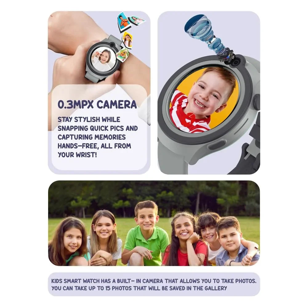 Spiky Cacus 4G Kids Smart Watch Black | GPS Tracker | Video Calling | SOS Emergency | Waterproof IPX7 | 3MP Camera | Voice Messaging | Age 4–12 - Naivri