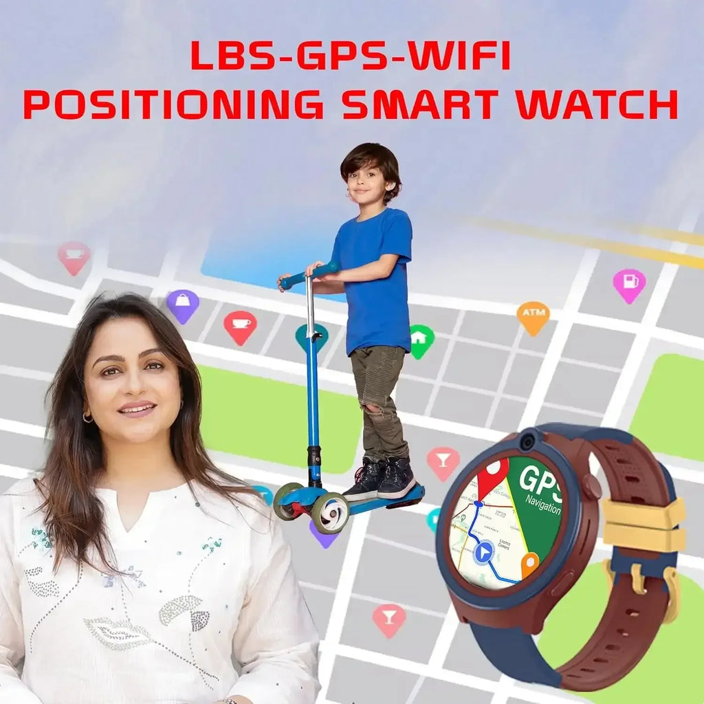 Spiky Cacus 4G Kids Smart Watch Blue | GPS Tracker | Video Calling | IPX7 Waterproof | SOS Emergency | 3MP Camera | Voice Messaging | Multi-UI | For Ages 4–12 - Naivri