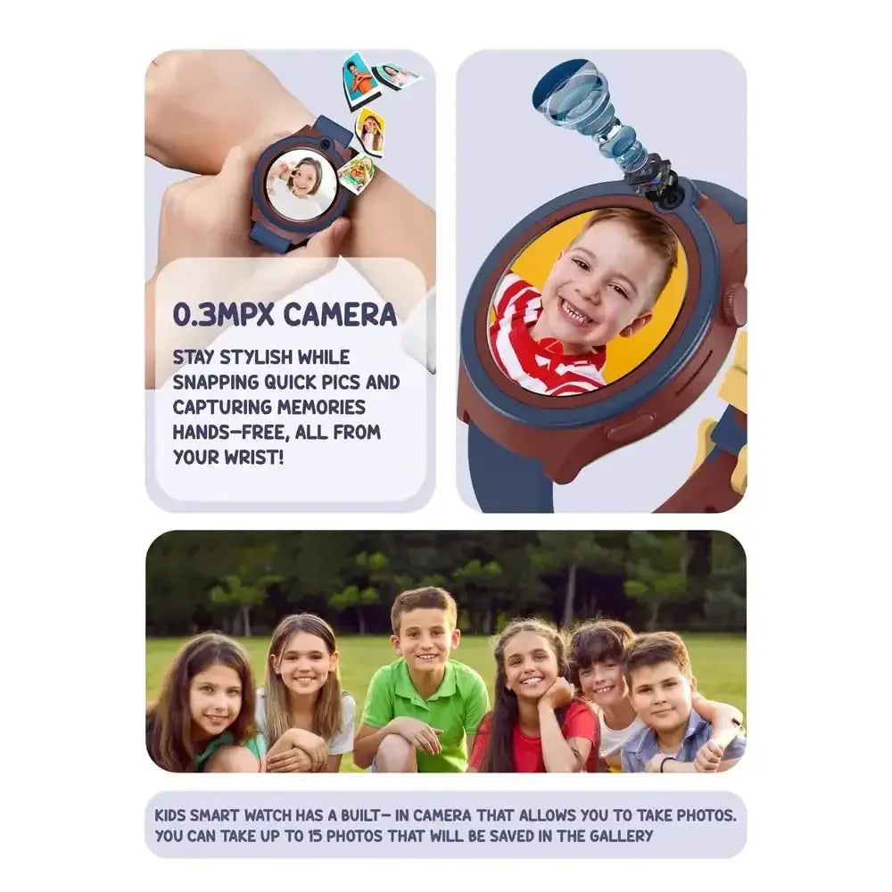 Spiky Cacus 4G Kids Smart Watch Blue | GPS Tracker | Video Calling | IPX7 Waterproof | SOS Emergency | 3MP Camera | Voice Messaging | Multi-UI | For Ages 4–12 - Naivri