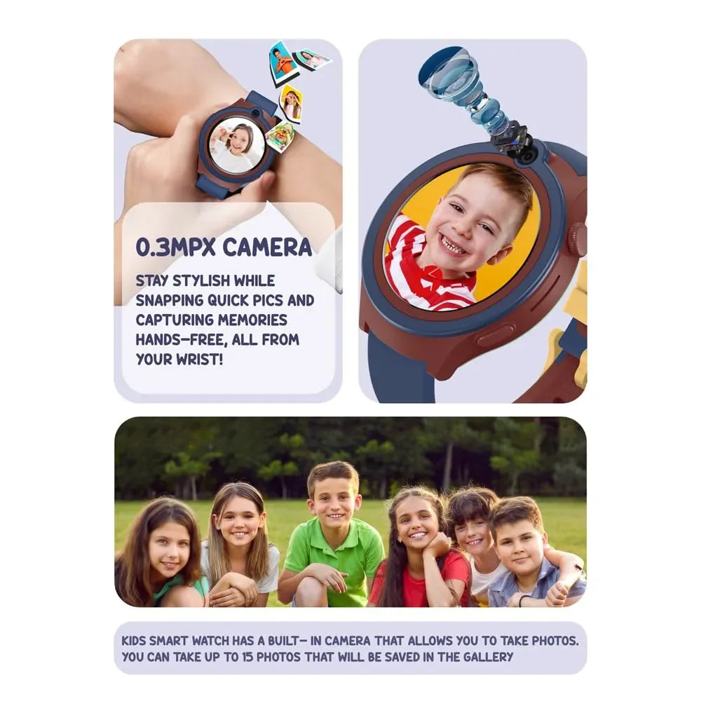 Spiky Cacus 4G Kids Smart Watch Blue | GPS Tracker | Video Calling | IPX7 Waterproof | SOS Emergency | 3MP Camera | Voice Messaging | Multi-UI | For Ages 4–12 - Naivri