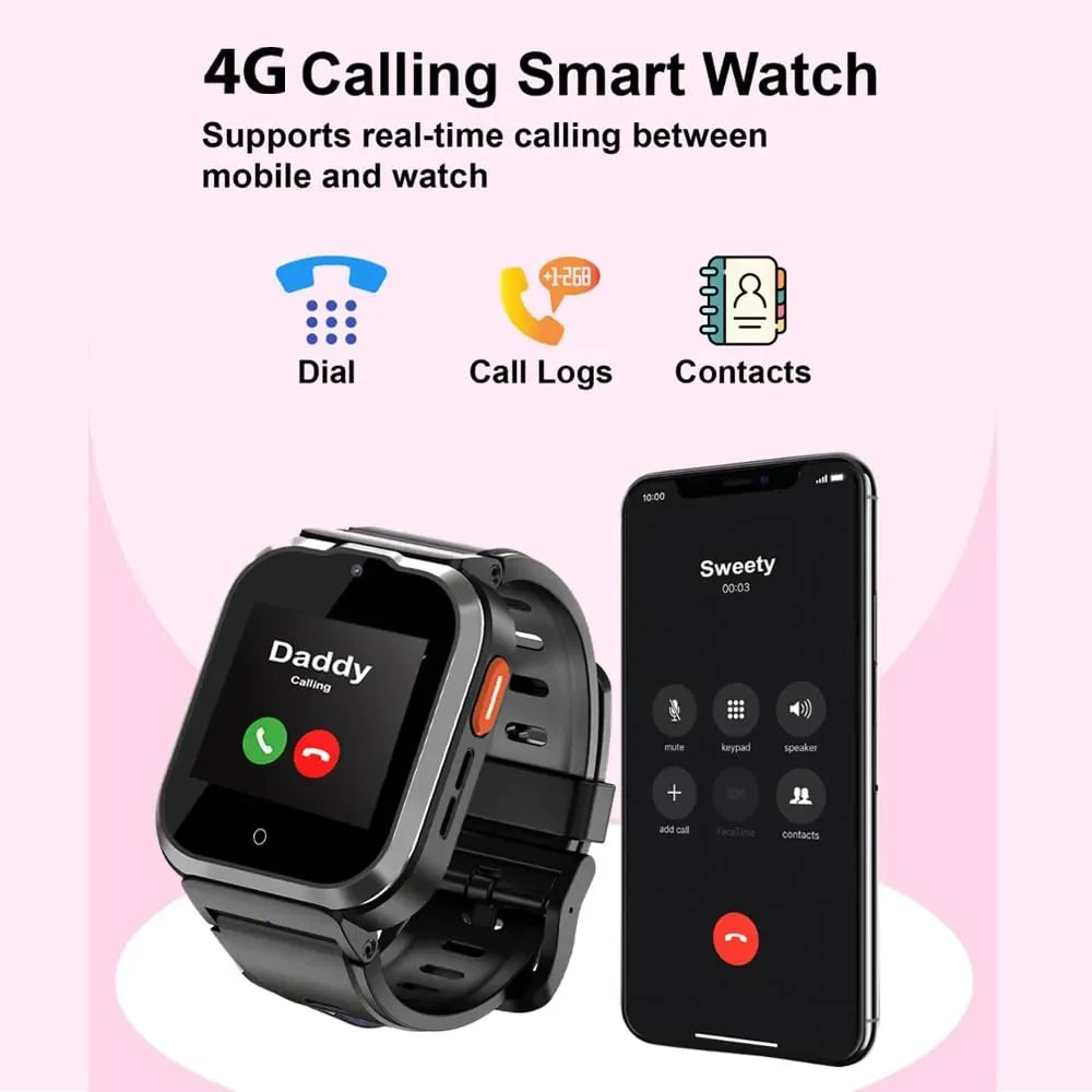 Spiky Cyclops 4G Kids Smart Watch Black | Waterproof | GPS Tracker | SOS | 4G Video Call | Age 4-14 - Naivri