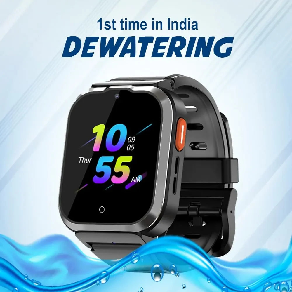 Spiky Cyclops 4G Kids Smart Watch Black | Waterproof | GPS Tracker | SOS | 4G Video Call | Age 4-14 - Naivri