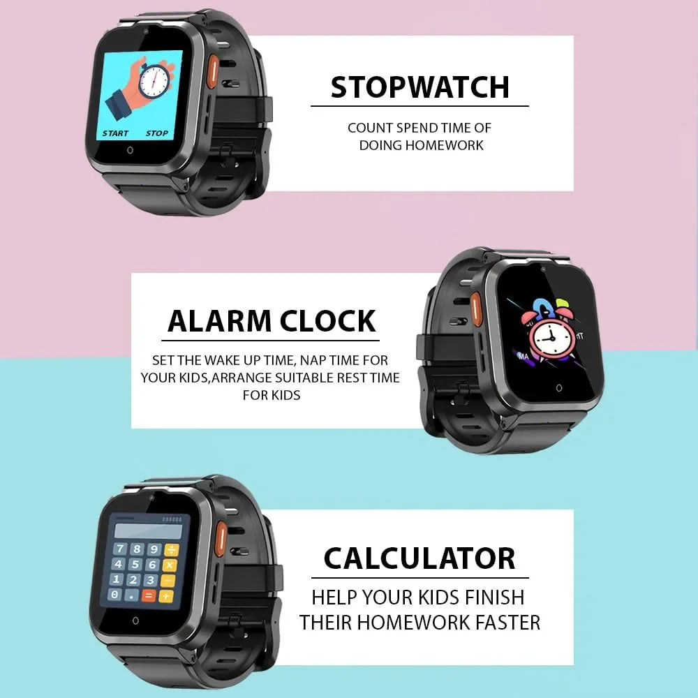 Spiky Cyclops 4G Kids Smart Watch Black | Waterproof | GPS Tracker | SOS | 4G Video Call | Age 4-14 - Naivri