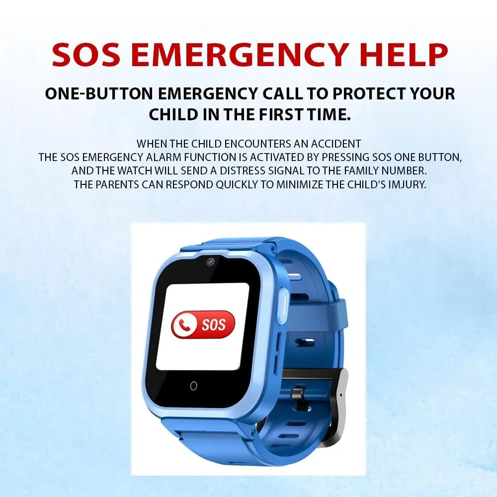 Spiky Cyclops 4G Kids Smart Watch Blue | GPS Tracker | SOS Button | Video Call | Waterproof | Games | Age 4-14 - Naivri