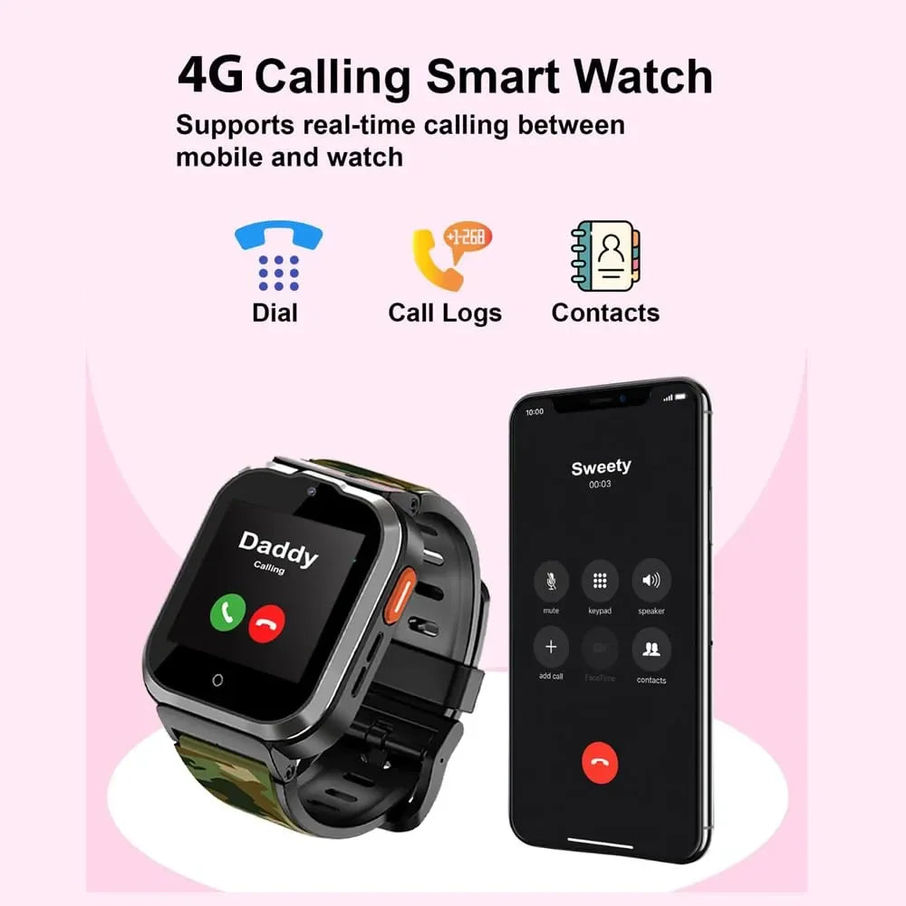 Spiky Cyclops 4G Kids Smart Watch Printed Black | GPS Tracker | SOS Alert | Video Calling | Waterproof | Educational Games | For Kids 4–14 - Naivri