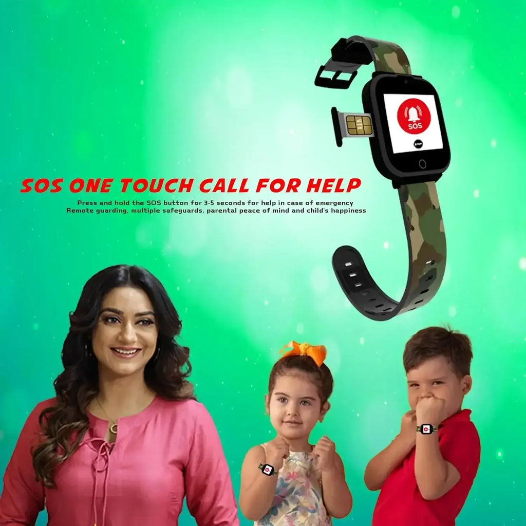 Spiky Cyclops 4G Kids Smart Watch Printed Black | GPS Tracker | SOS Alert | Video Calling | Waterproof | Educational Games | For Kids 4–14 - Naivri