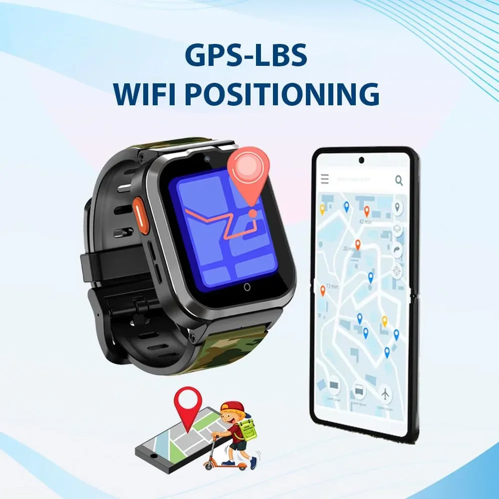 Spiky Cyclops 4G Kids Smart Watch Printed Black | GPS Tracker | SOS Alert | Video Calling | Waterproof | Educational Games | For Kids 4–14 - Naivri