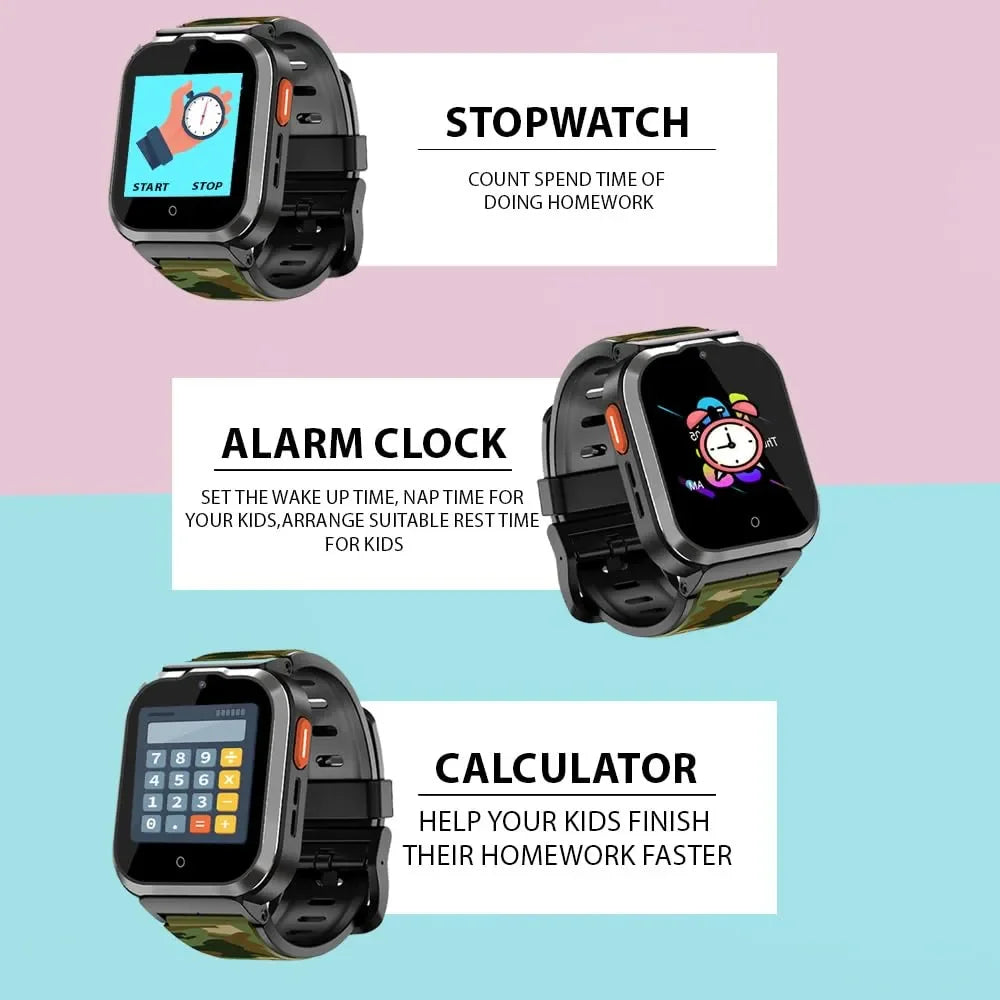 Spiky Cyclops 4G Kids Smart Watch Printed Black | GPS Tracker | SOS Alert | Video Calling | Waterproof | Educational Games | For Kids 4–14 - Naivri