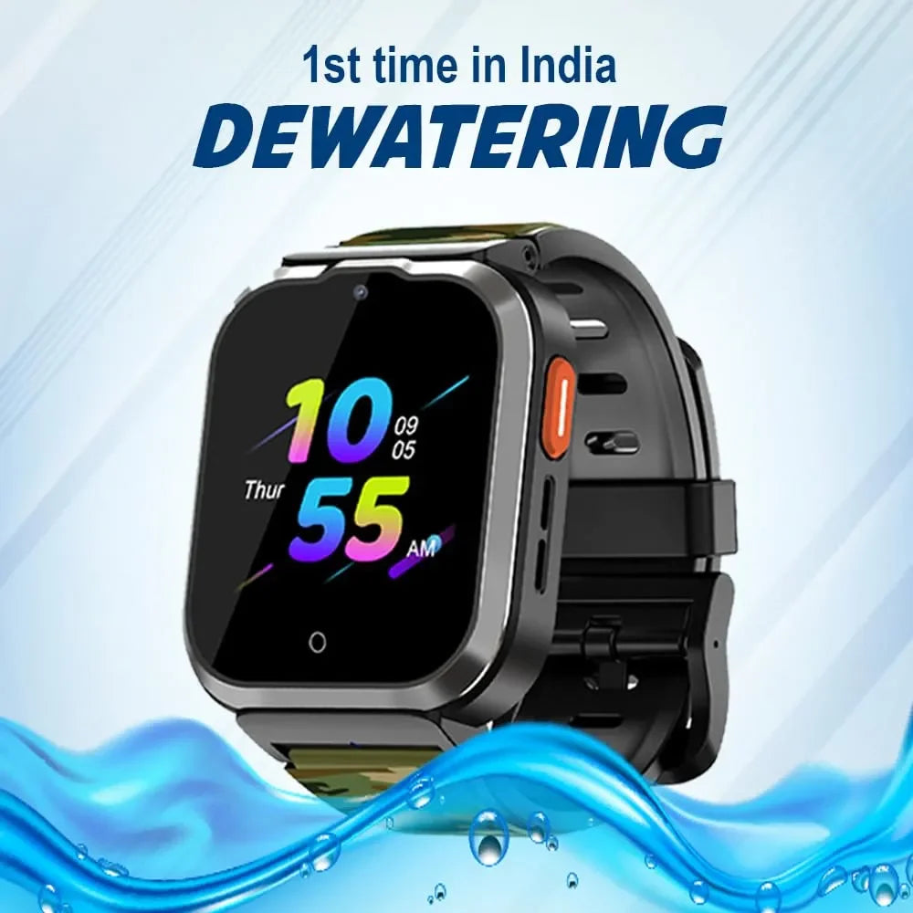 Spiky Cyclops 4G Kids Smart Watch Printed Black | GPS Tracker | SOS Alert | Video Calling | Waterproof | Educational Games | For Kids 4–14 - Naivri