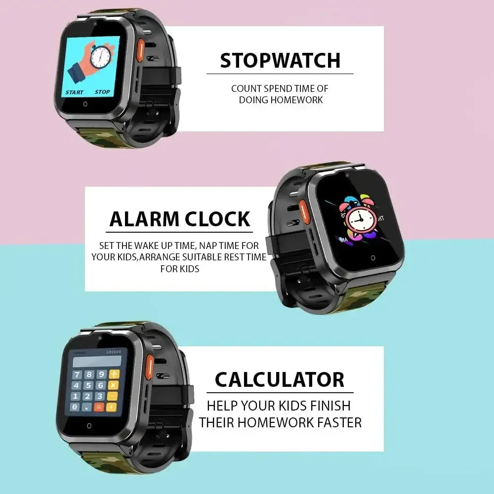 Spiky Cyclops 4G Kids Smart Watch Printed Black | GPS Tracker | SOS Alert | Video Calling | Waterproof | Educational Games | For Kids 4–14 - Naivri