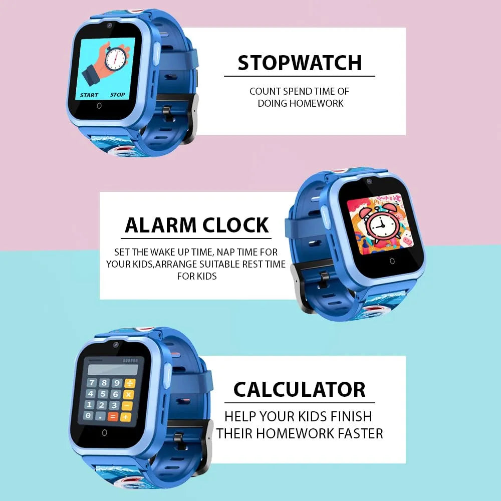 Spiky Cyclops 4G Kids Smart Watch Printed Blue - Naivri