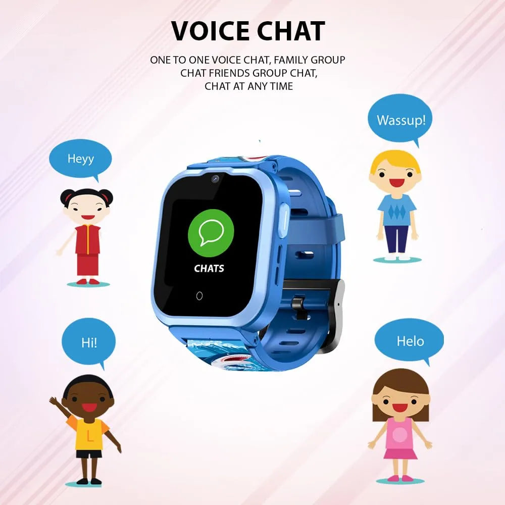 Spiky Cyclops 4G Kids Smart Watch Printed Blue - Naivri