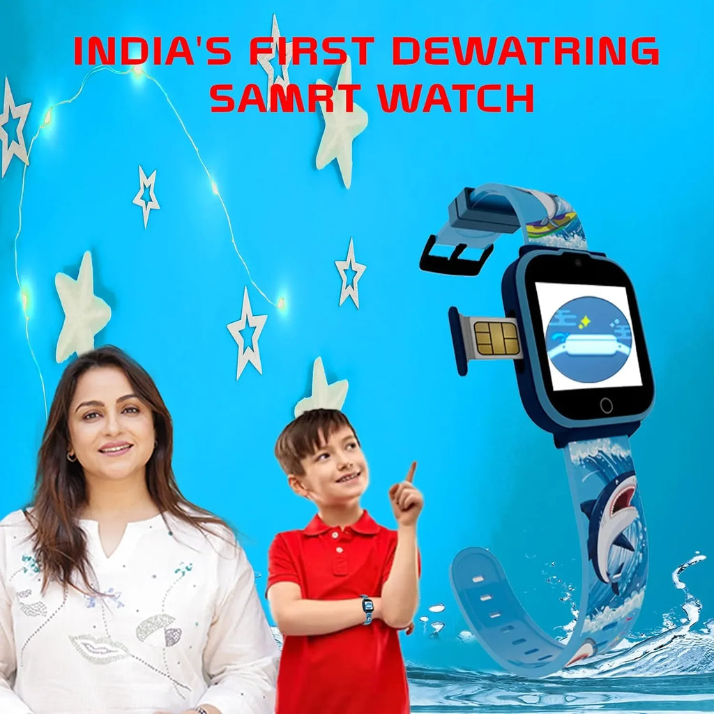 Spiky Cyclops 4G Kids Smart Watch Printed Blue | Waterproof | GPS Tracking | SOS Alert | Video Calling | Games & Camera | Age 4–14 - Naivri