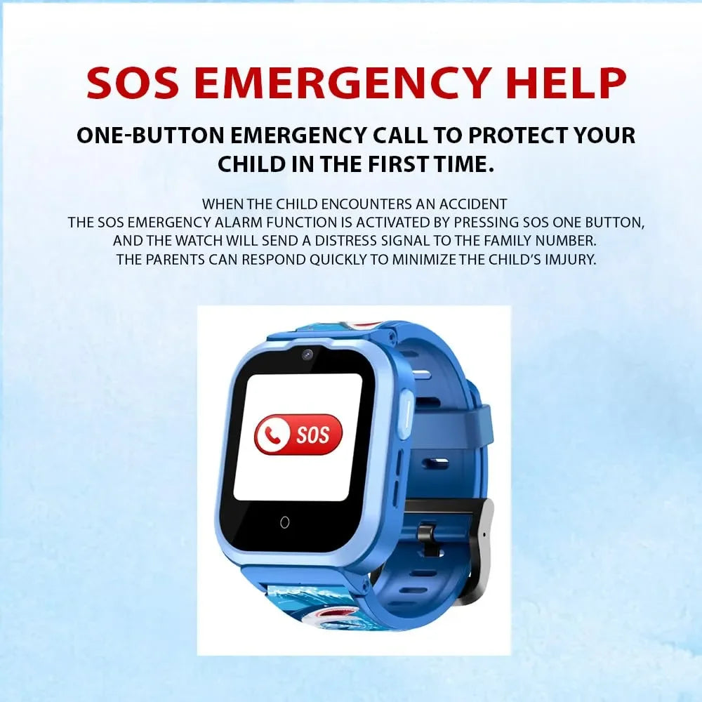 Spiky Cyclops 4G Kids Smart Watch Printed Blue | Waterproof | GPS Tracking | SOS Alert | Video Calling | Games & Camera | Age 4–14 - Naivri