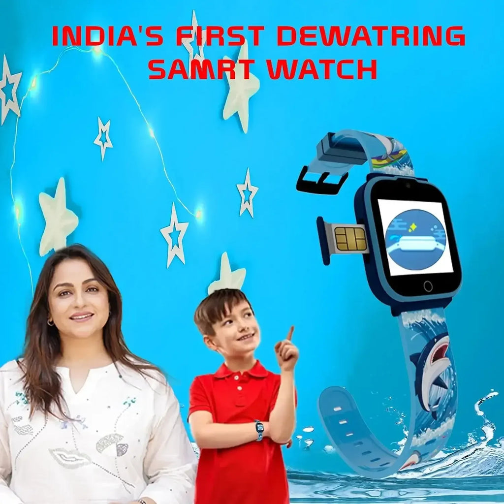 Spiky Cyclops 4G Kids Smart Watch Printed Blue | Waterproof | GPS Tracking | SOS Alert | Video Calling | Games & Camera | Age 4–14 - Naivri