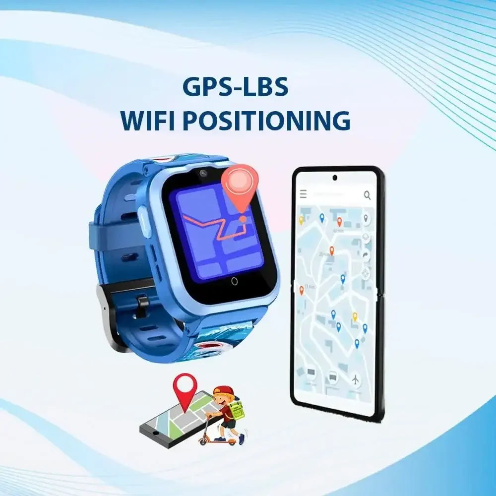 Spiky Cyclops 4G Kids Smart Watch Printed Blue | Waterproof | GPS Tracking | SOS Alert | Video Calling | Games & Camera | Age 4–14 - Naivri