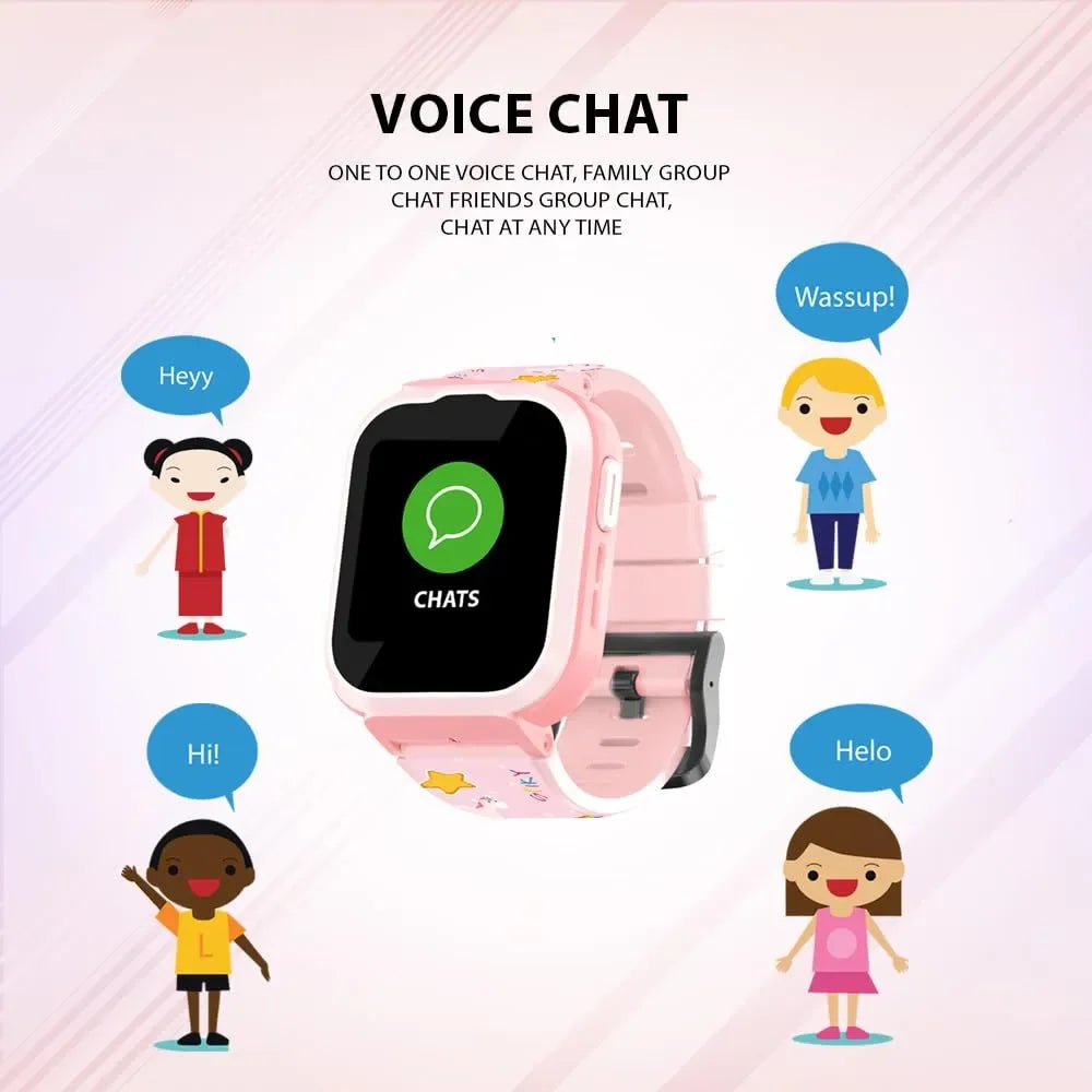 Spiky Cyclops 4G Kids Smart Watch Printed Pink | 4G Calling | GPS + LBS Tracking | IP67 Waterproof | SOS Alert | Games & Camera | Ages 4–14 - Naivri