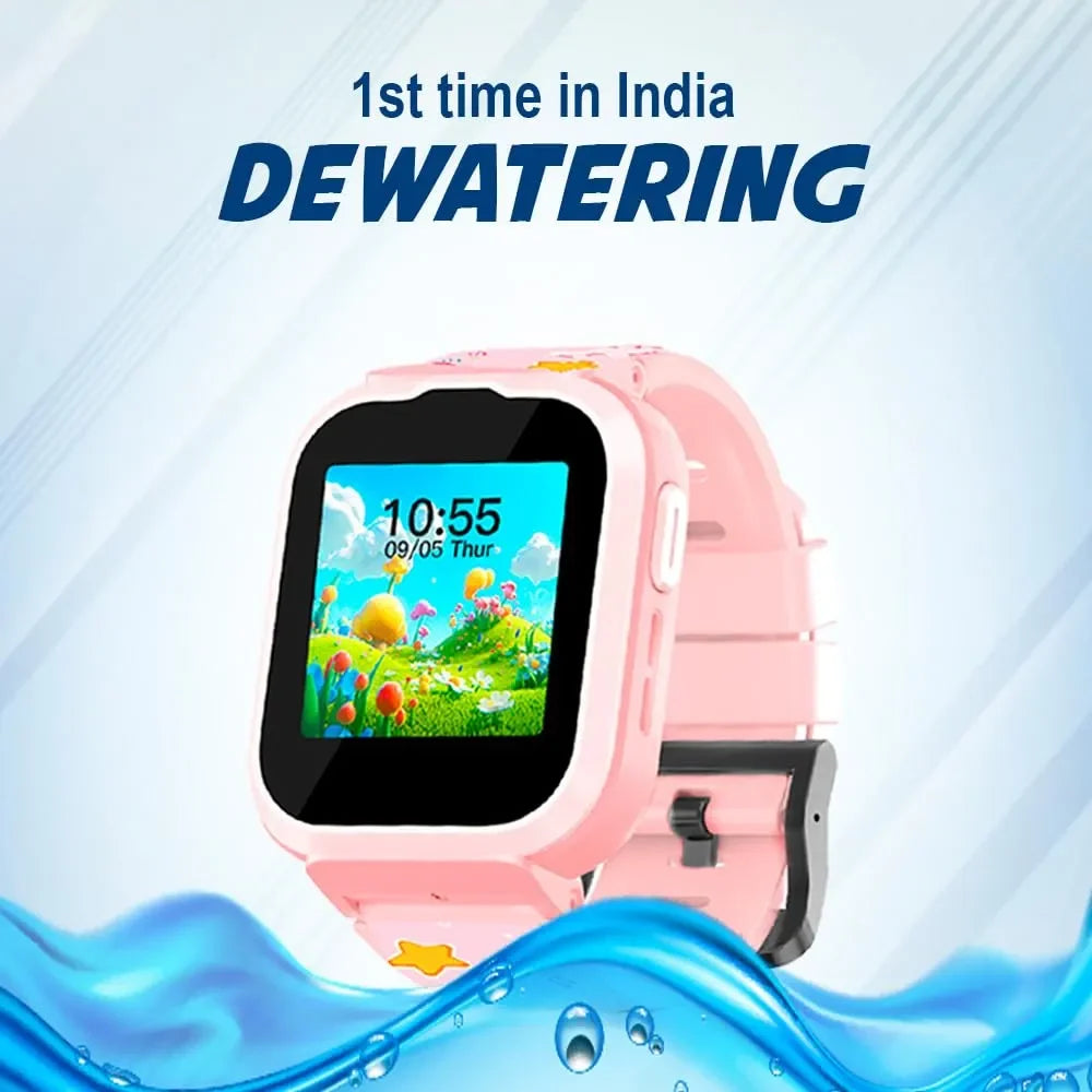 Spiky Cyclops 4G Kids Smart Watch Printed Pink | 4G Calling | GPS + LBS Tracking | IP67 Waterproof | SOS Alert | Games & Camera | Ages 4–14 - Naivri