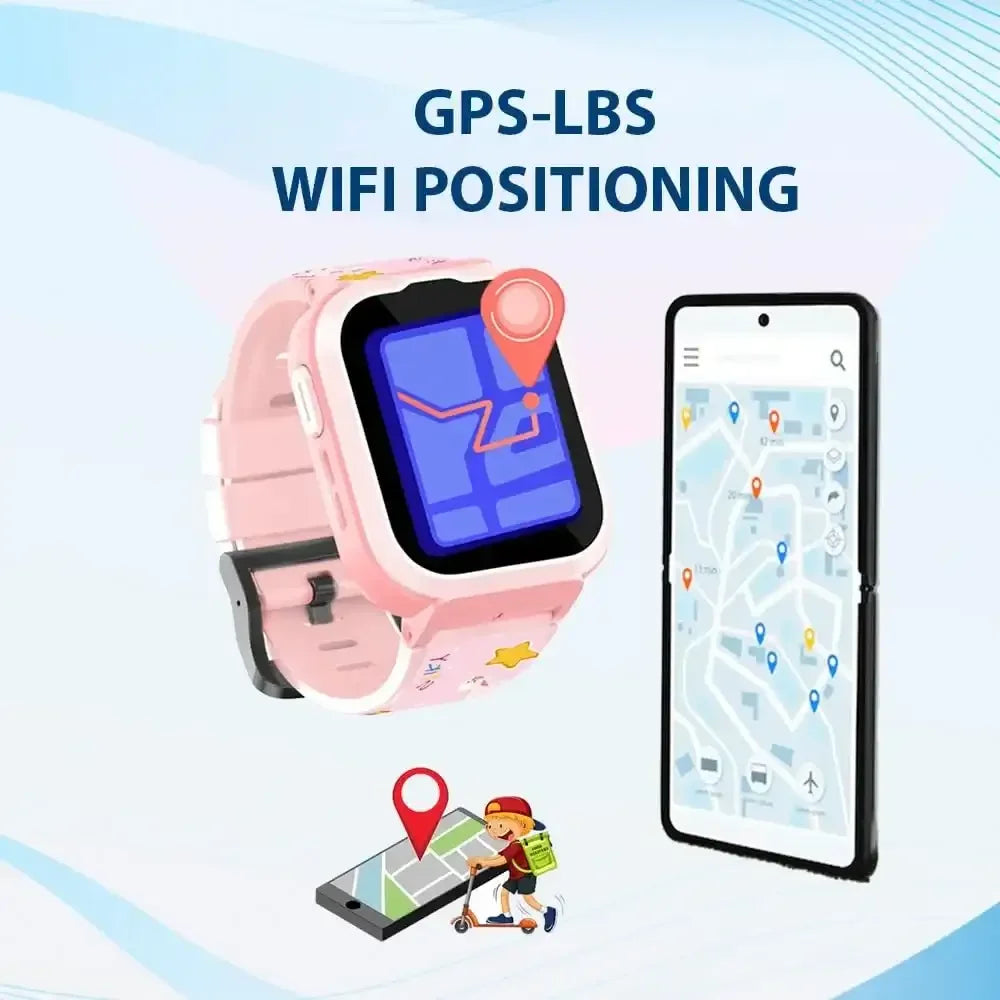 Spiky Cyclops 4G Kids Smart Watch Printed Pink | 4G Calling | GPS + LBS Tracking | IP67 Waterproof | SOS Alert | Games & Camera | Ages 4–14 - Naivri