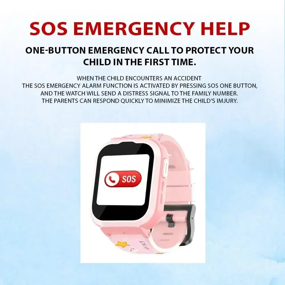 Spiky Cyclops 4G Kids Smart Watch Printed Pink | 4G Calling | GPS + LBS Tracking | IP67 Waterproof | SOS Alert | Games & Camera | Ages 4–14 - Naivri