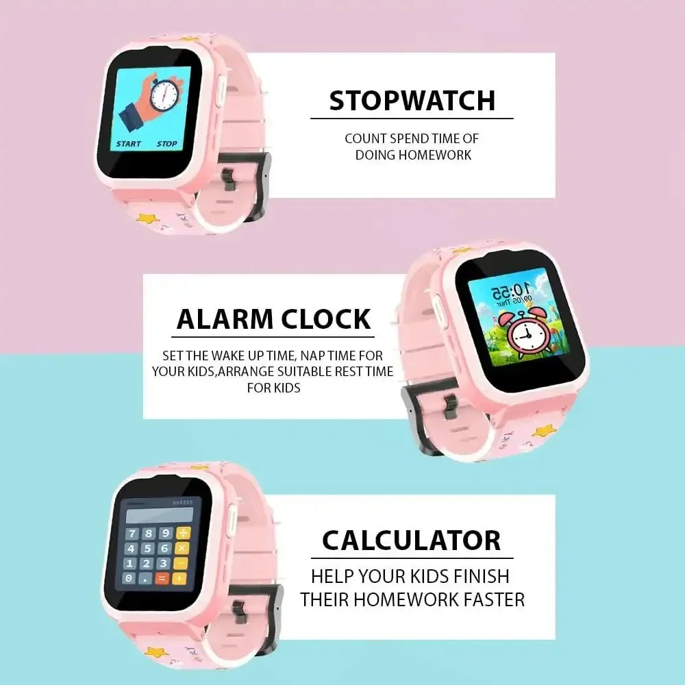 Spiky Cyclops 4G Kids Smart Watch Printed Pink | 4G Calling | GPS + LBS Tracking | IP67 Waterproof | SOS Alert | Games & Camera | Ages 4–14 - Naivri